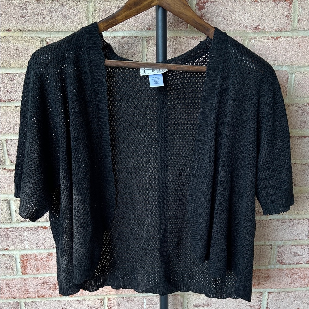 Elegant Black Open-Knit Women's Shrug